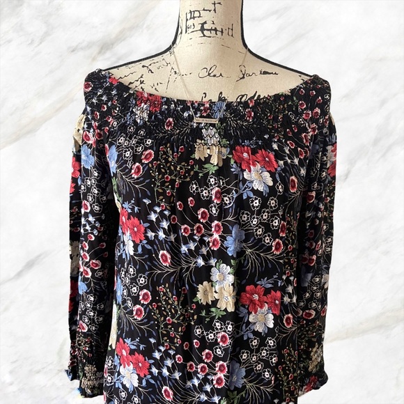 Nasty Gal Black Floral Off-Shoulder Dress Size 8 - Picture 7 of 16